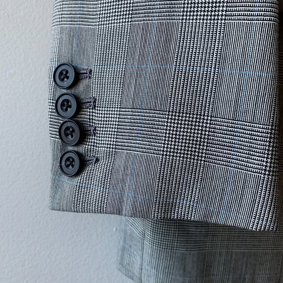 Vintage Norman Hilton Double Breasted Blazer Peak Lapel Wool Windowpane USA made - Picture 2 of 10